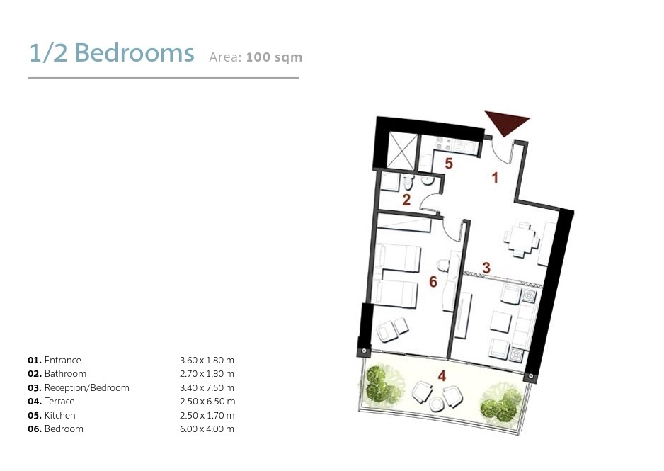 Floor plan for apartment at The Gate - New Alamein