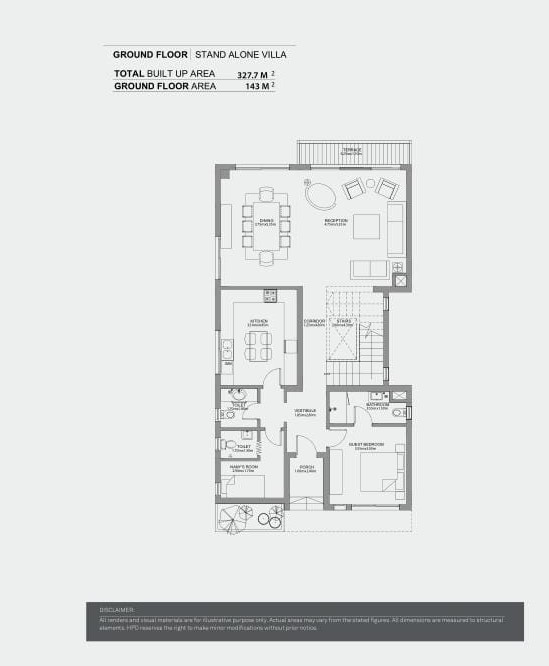 Floor plan for villa at Hyde Park