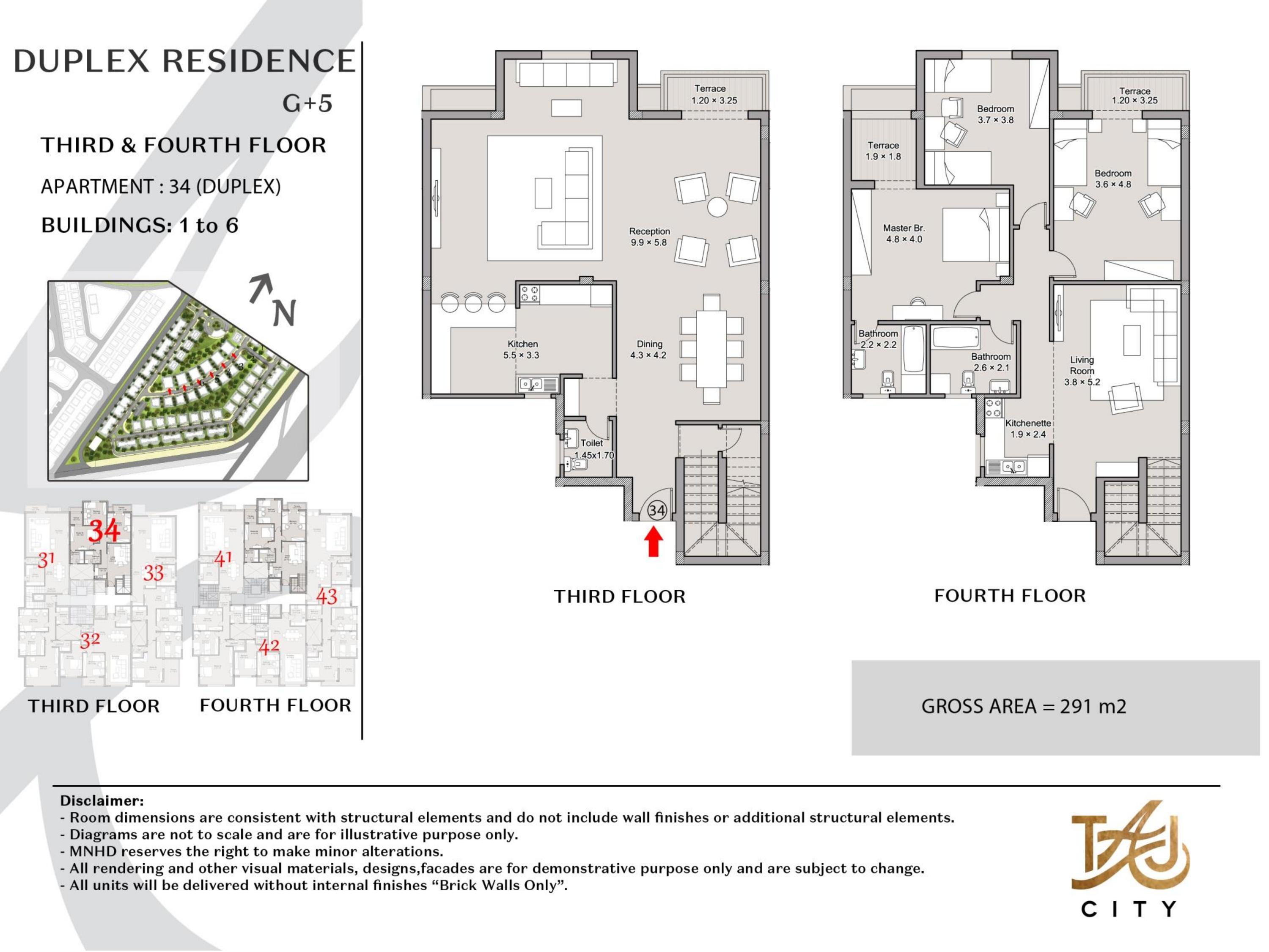 Floor plan for duplex at Taj City