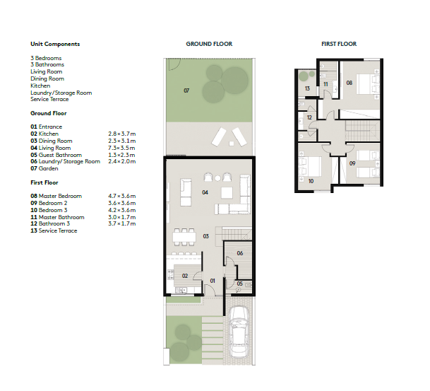 Floor plan for townhouse at Al Burouj