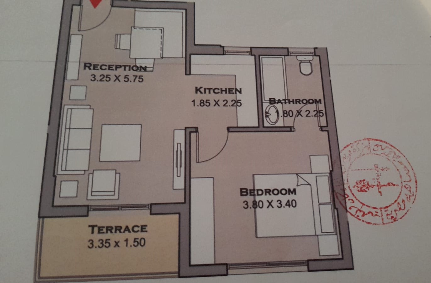 Floor plan for studio at Taj City