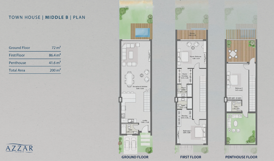 Floor plan for townhouse at Azzar Island