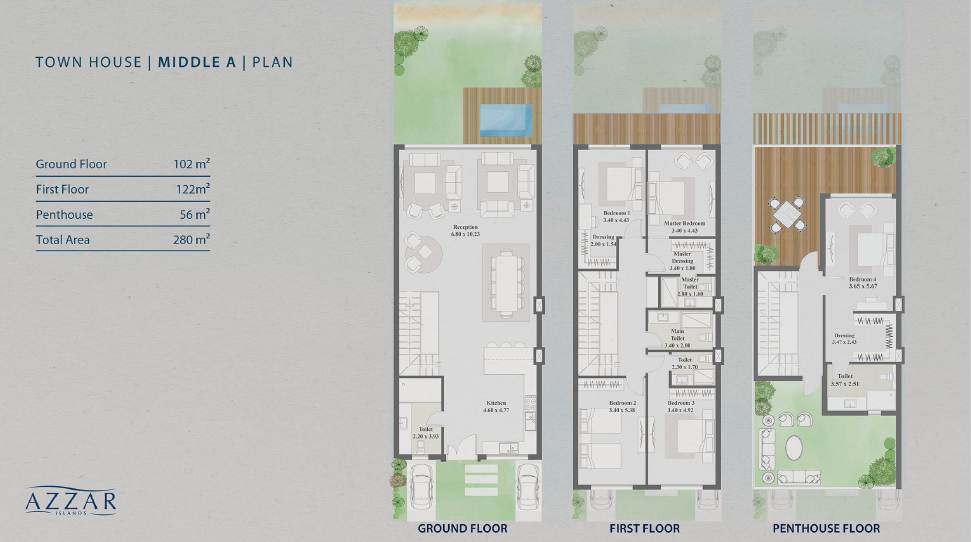 Floor plan for townhouse at Azzar  Island