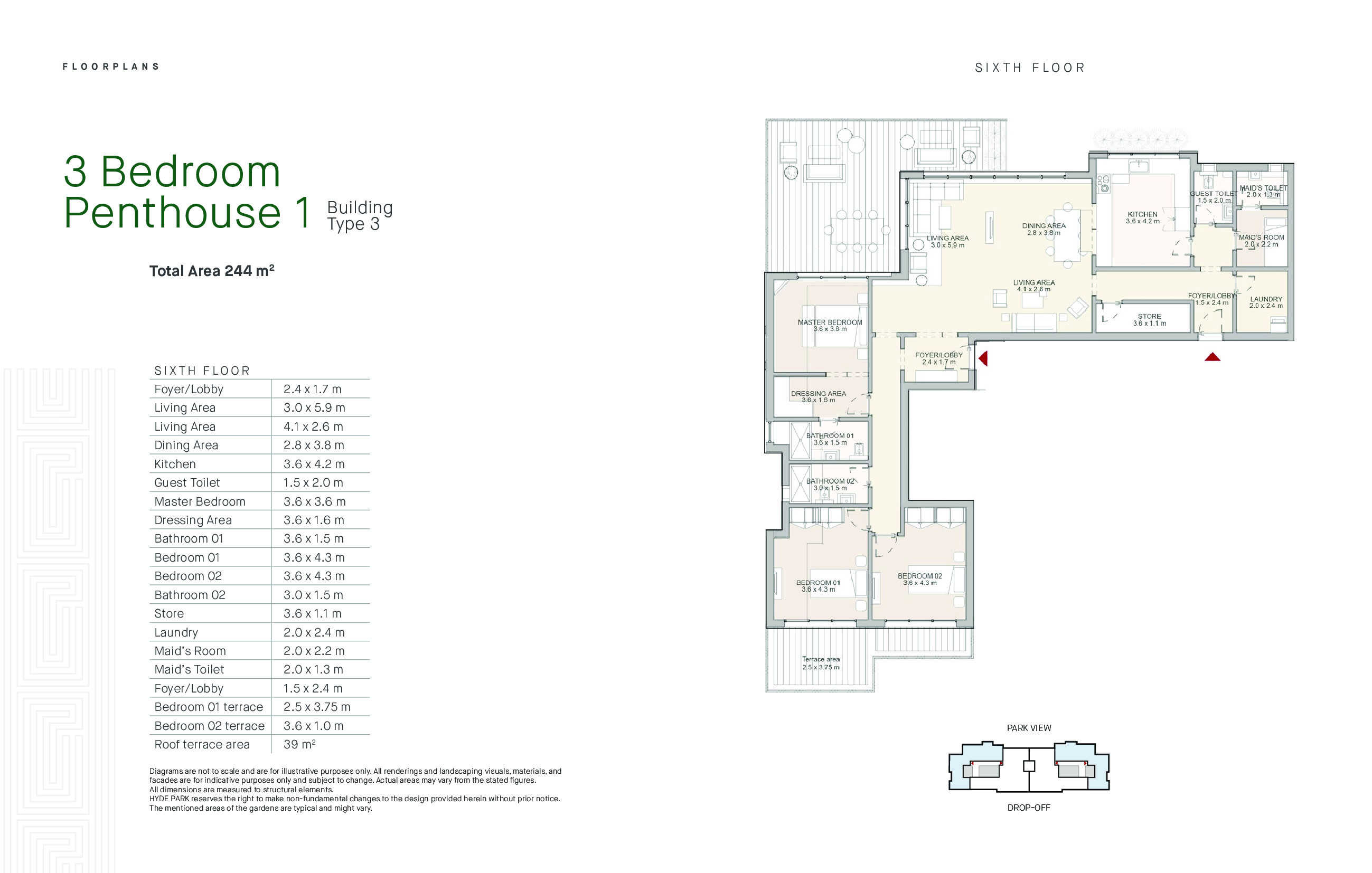 Floor plan for penthouse at Hyde Park