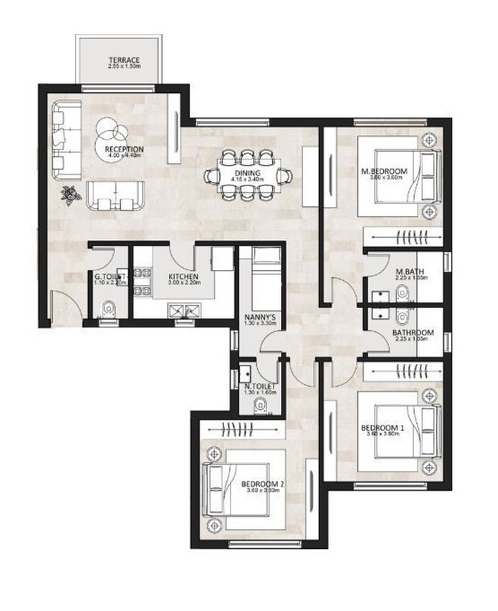 Floor plan for apartment at Garden Lakes