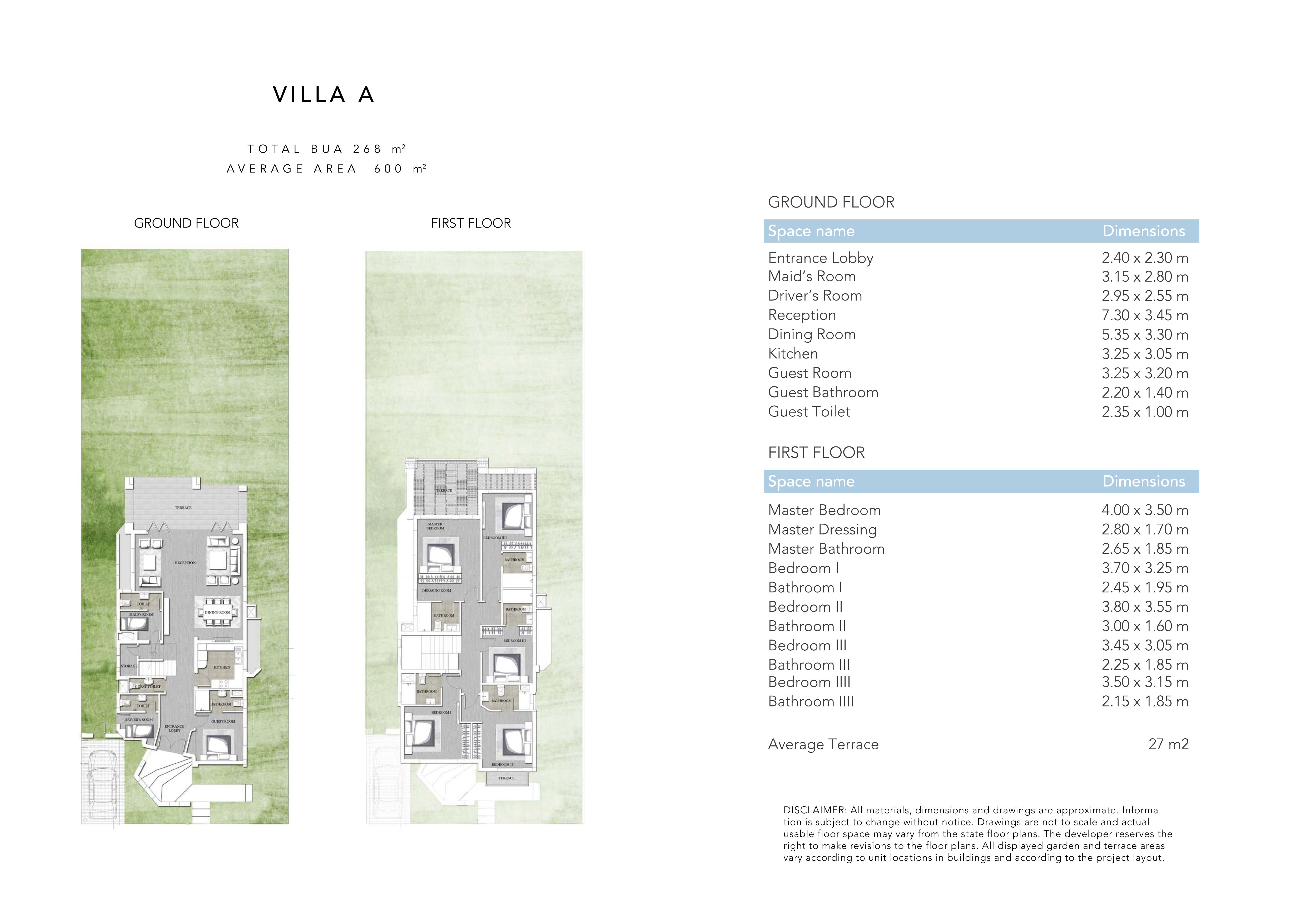 Floor plan for villa at Jefaira