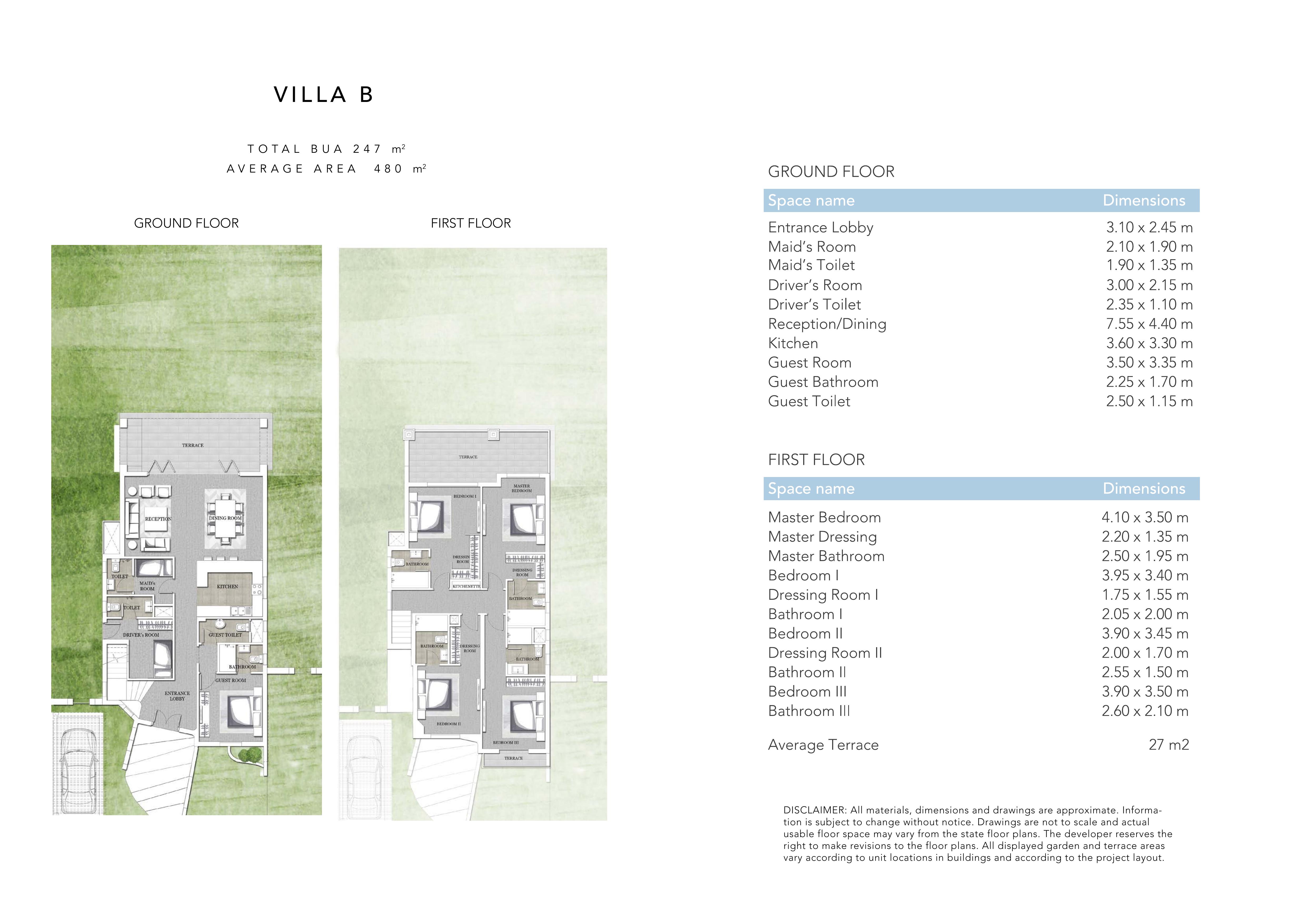 Floor plan for villa at Jefaira