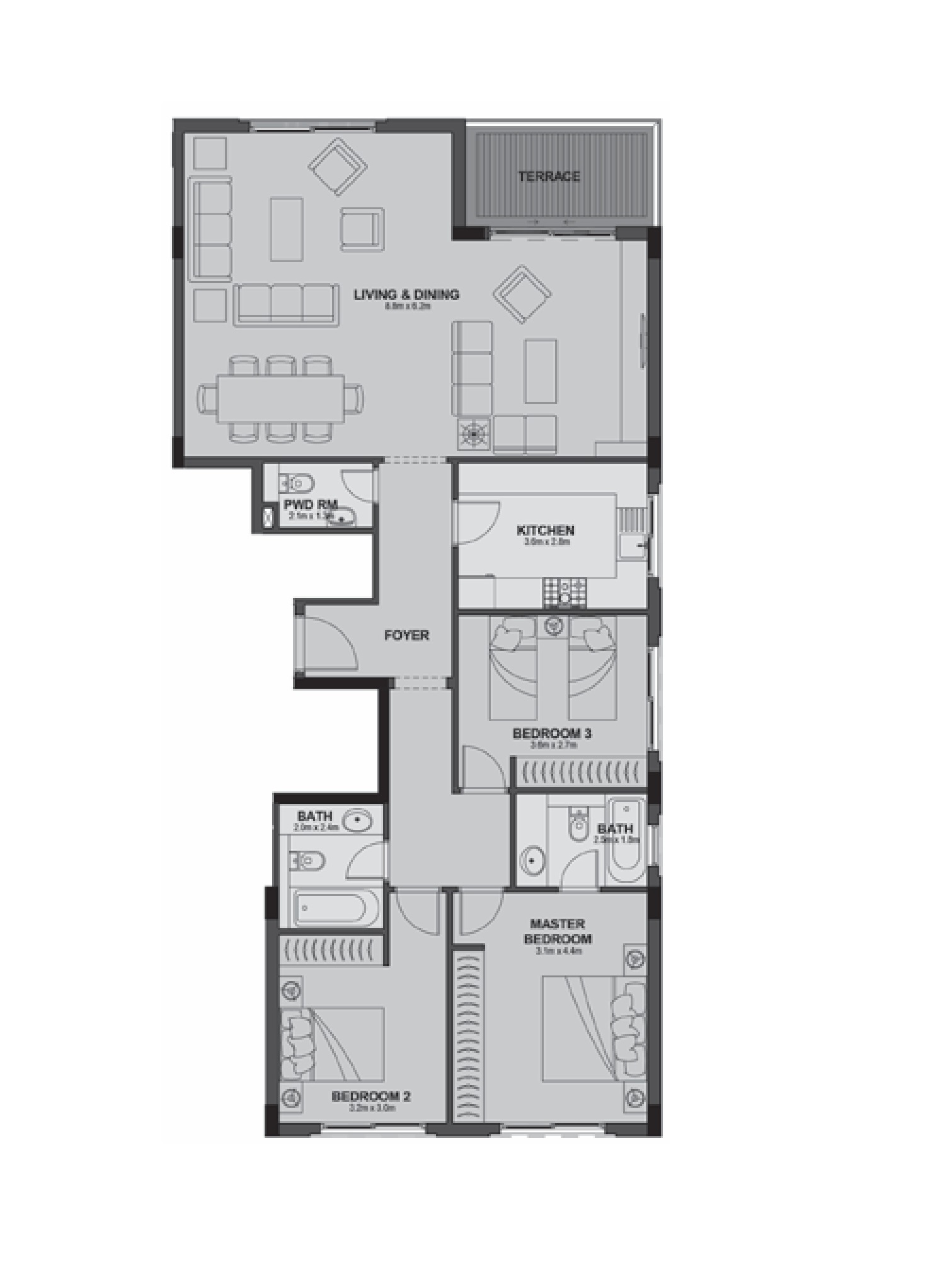 Floor plan for apartment at Uptown Cairo