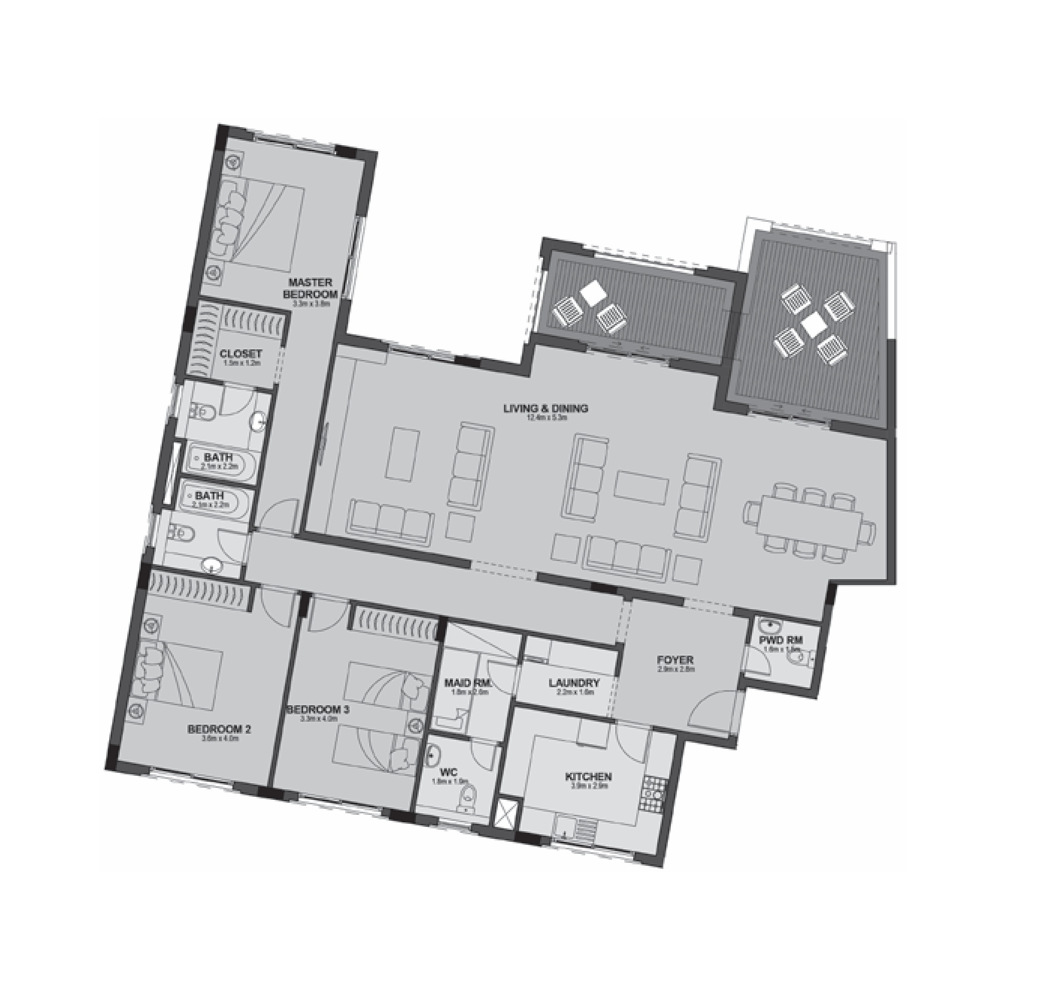 Floor plan for penthouse at Uptown Cairo