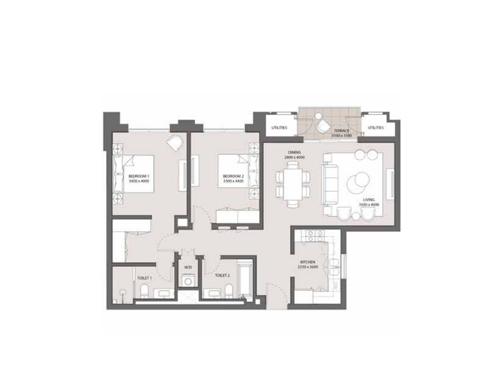 Floor plan for apartment at Uptown Cairo