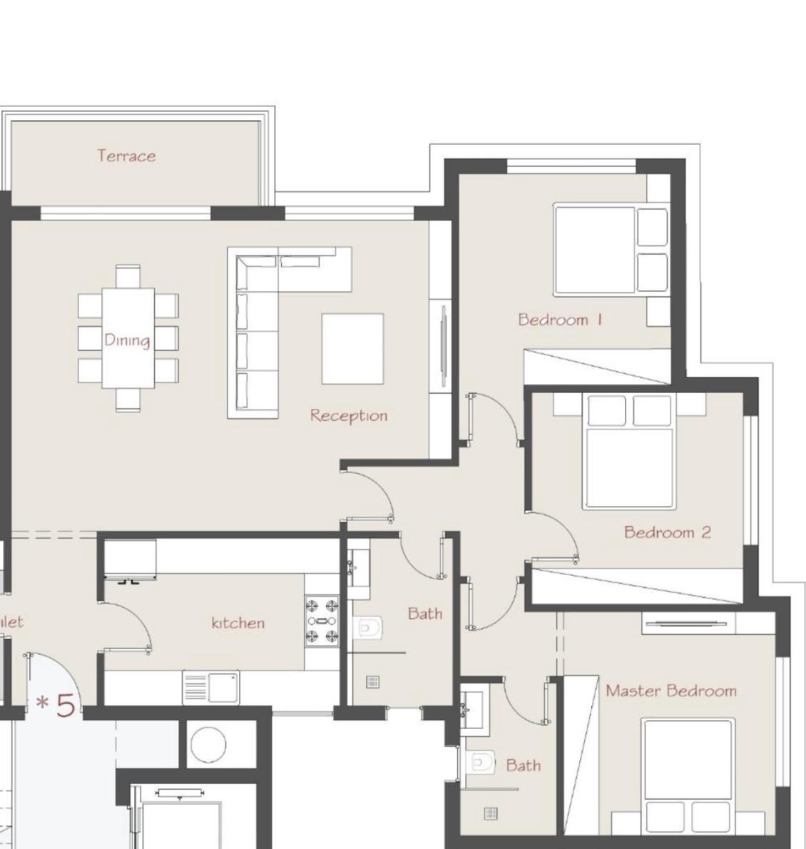 Floor plan for apartment at Palm Hills Alexandria