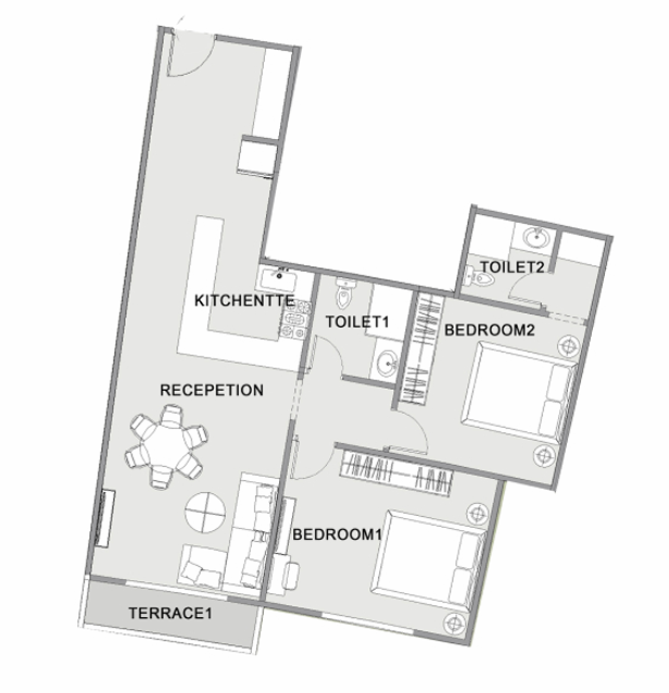 Floor plan for apartment at Yellow Residence