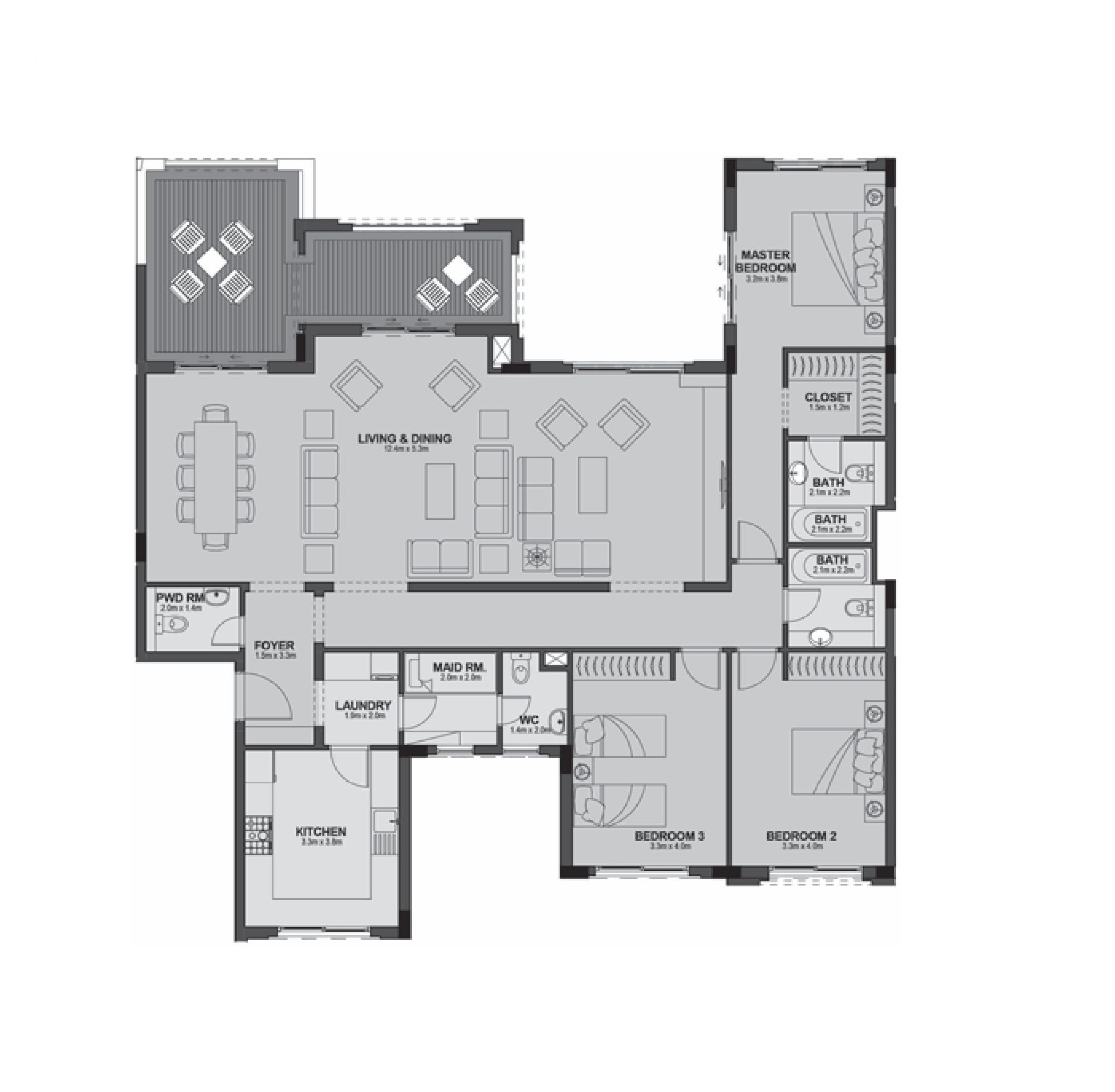 Floor plan for penthouse at Uptown Cairo