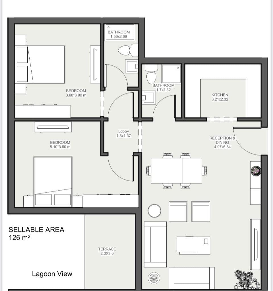Floor plan for apartment at Lumia Residence- New Capital