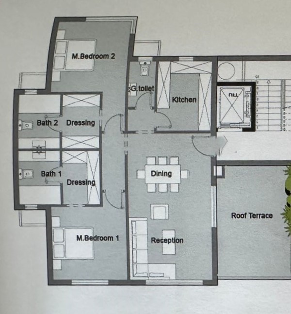 Floor plan for penthouse at Badya