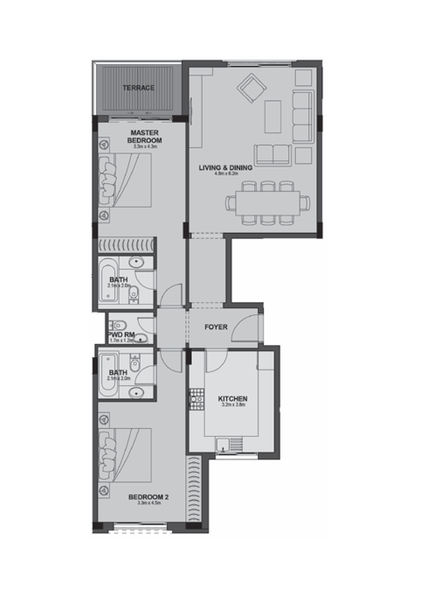 Floor plan for apartment at Uptown Cairo