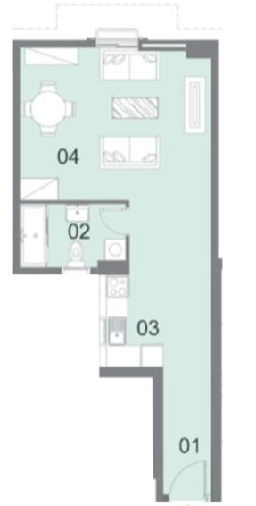 Floor plan for studio at Il Latini City Edge