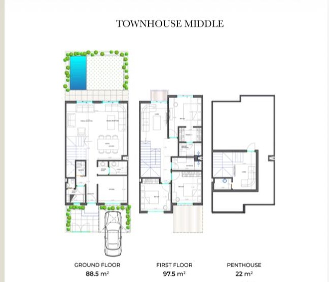 Floor plan for townhouse at Villagio