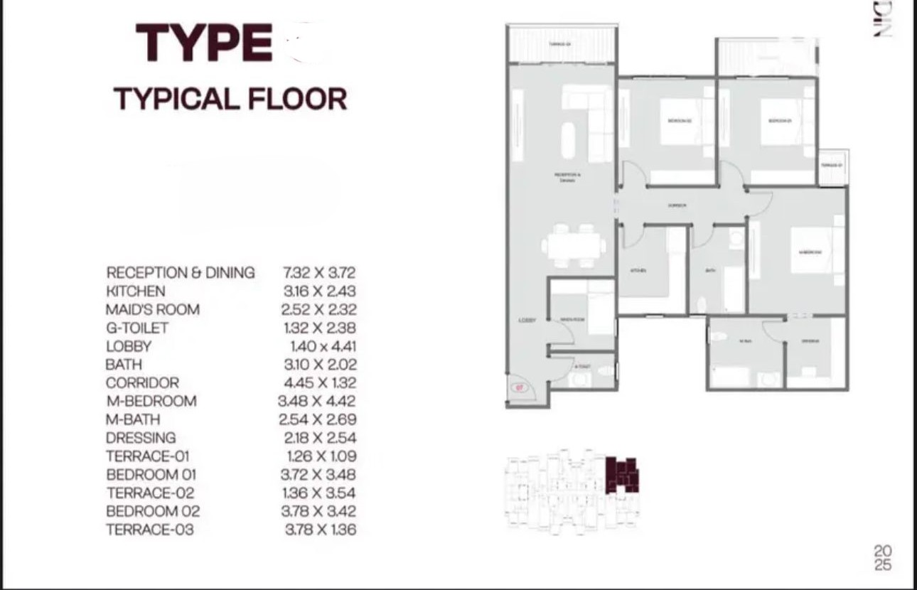 Floor plan for apartment at Yardin