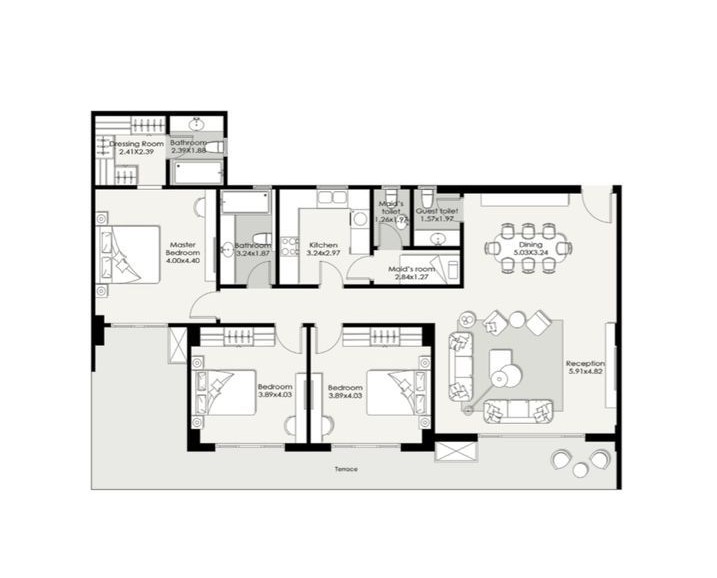 Floor plan for apartment at Patio Vida