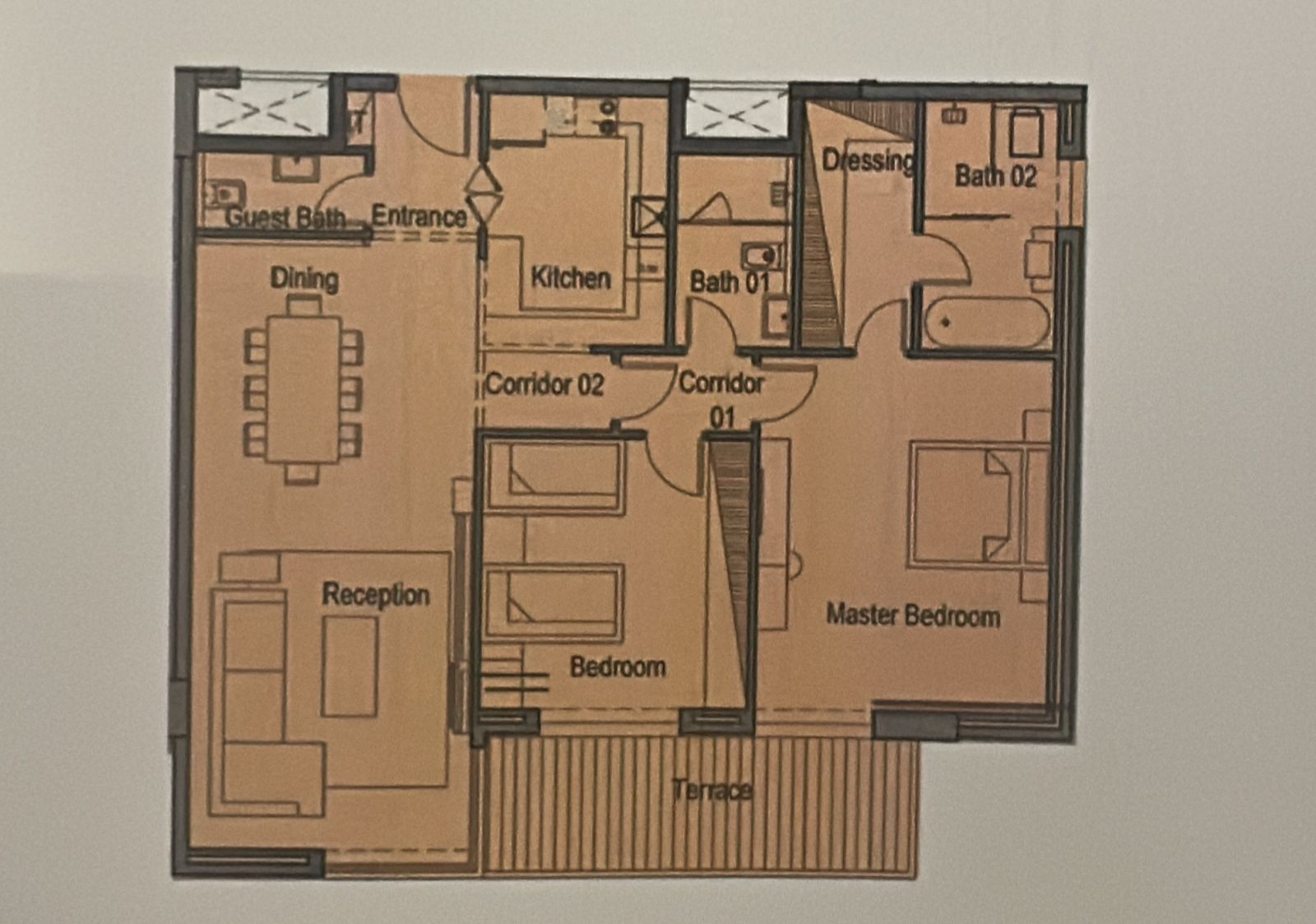 Floor plan for apartment at 205 Arkan Palm