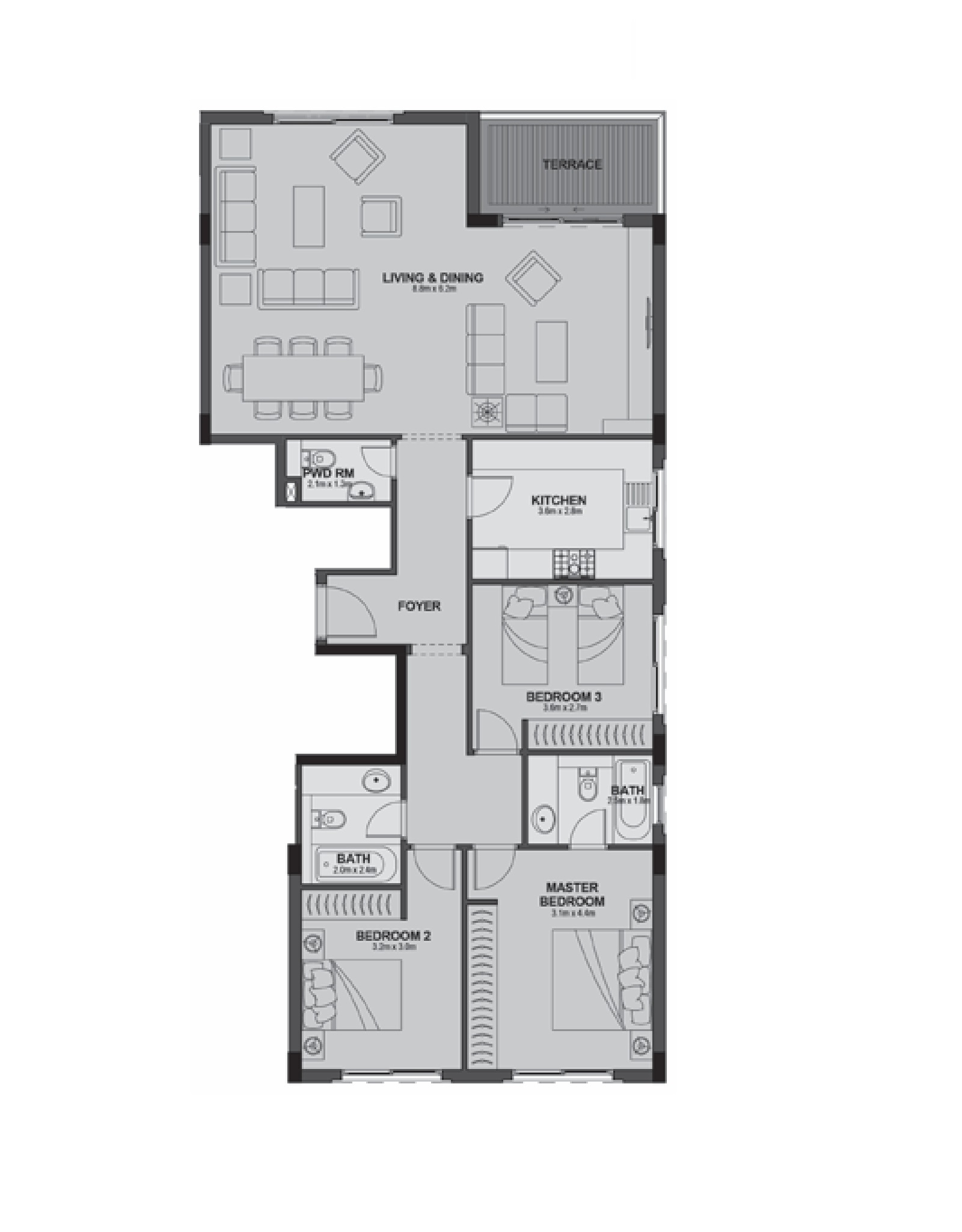Floor plan for apartment at Uptown Cairo