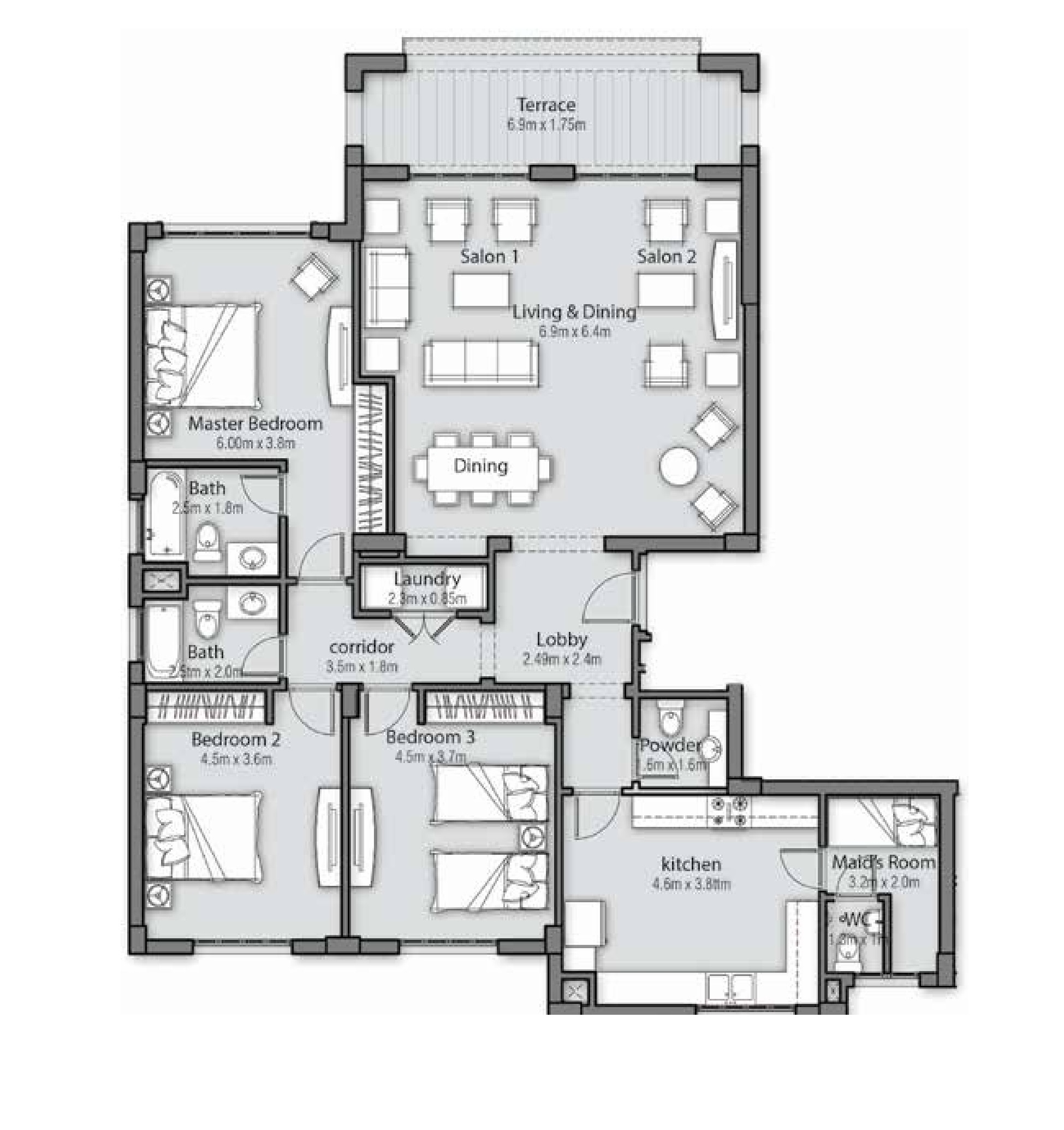 Floor plan for apartment at Uptown Cairo