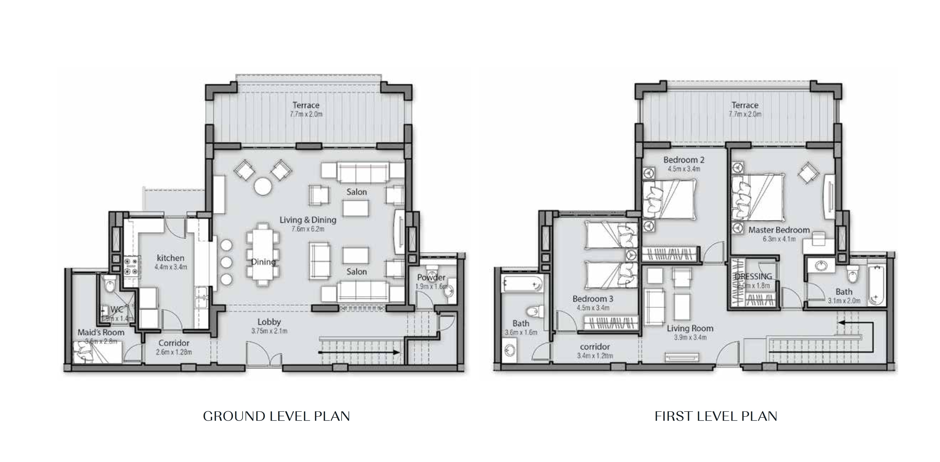 Floor plan for duplex at Uptown Cairo