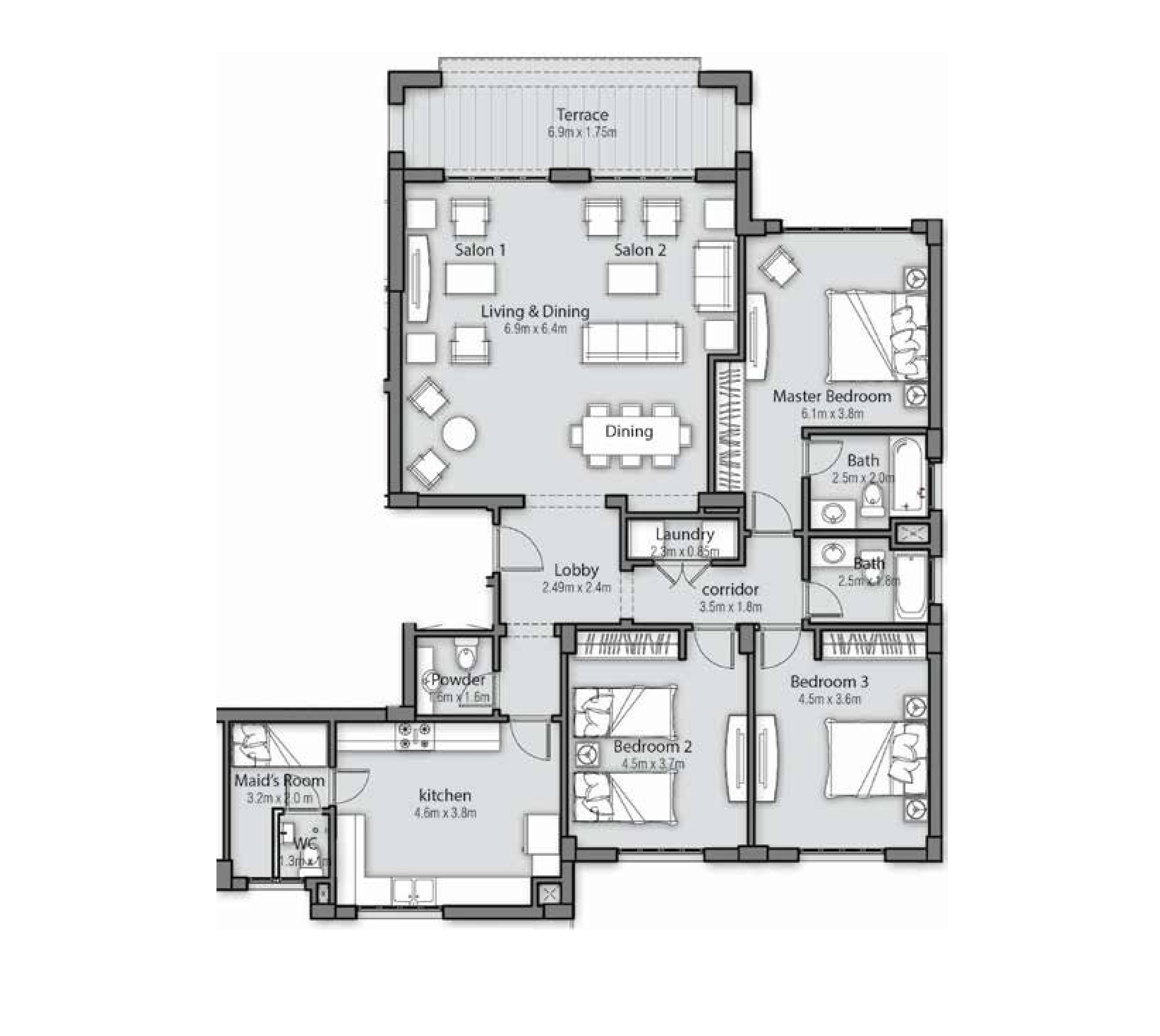 Floor plan for apartment at Uptown Cairo