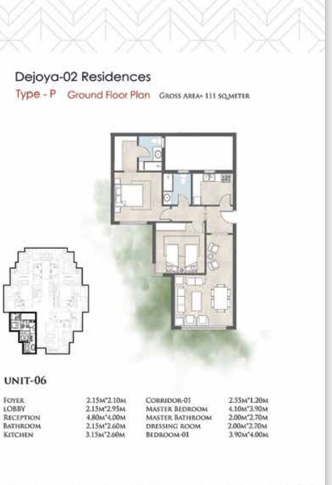 Floor plan for apartment at De Joya 2