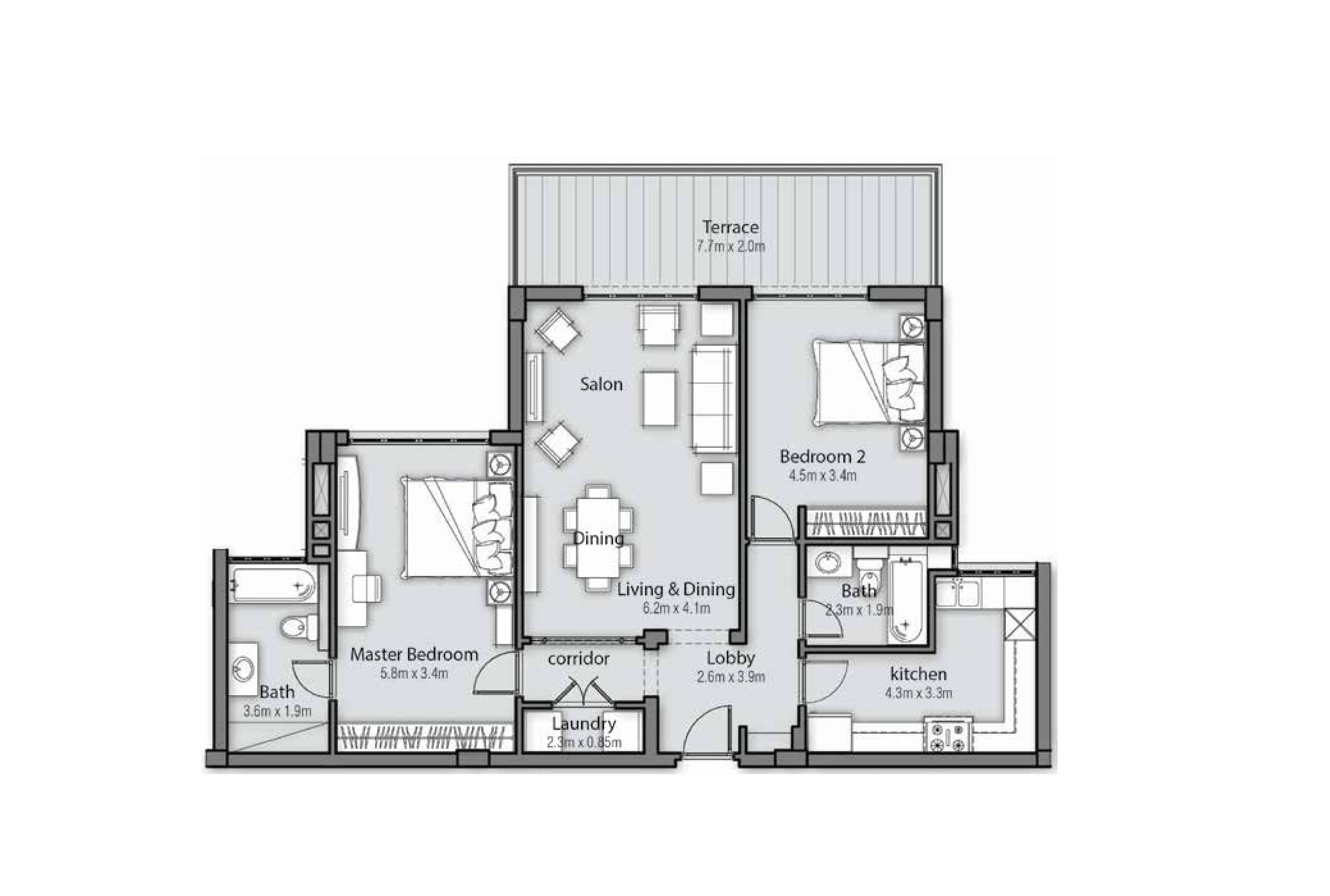 Floor plan for apartment at Uptown Cairo