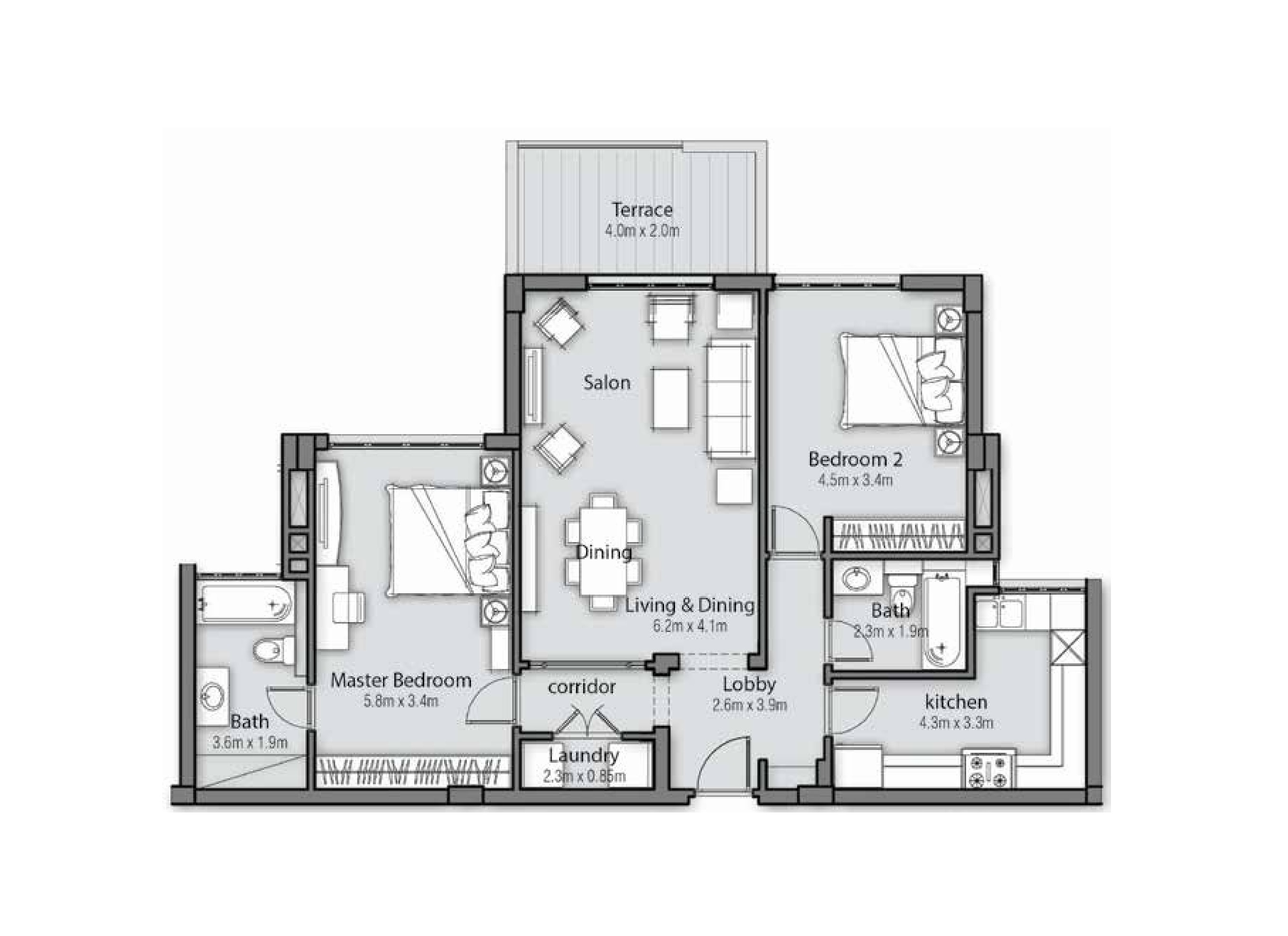 Floor plan for apartment at Uptown Cairo