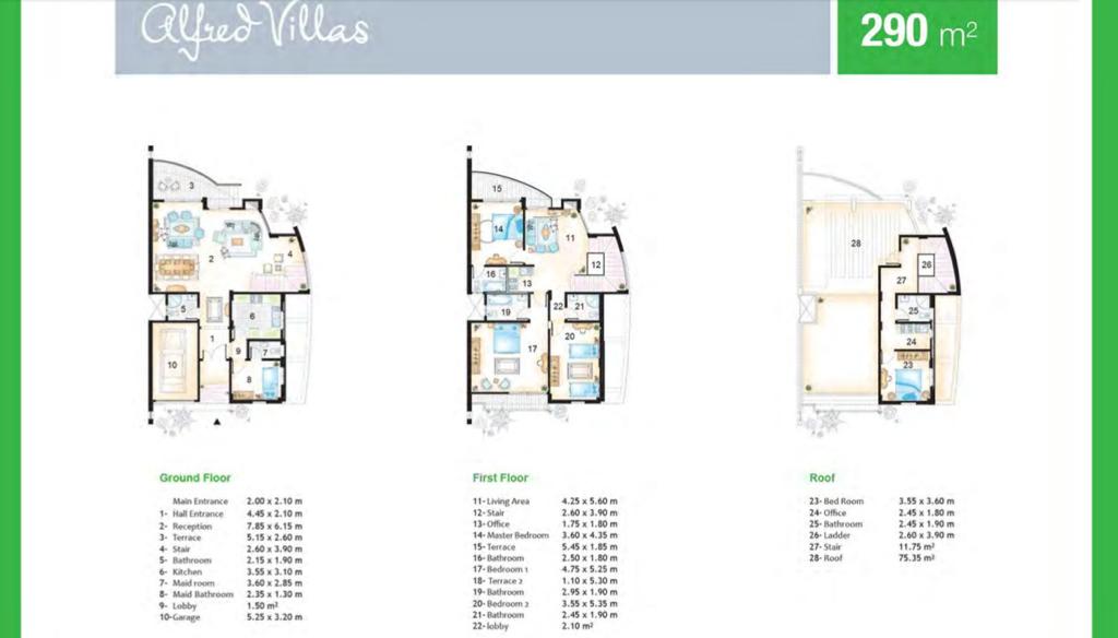 Floor plan for villa at Marseilia Beach 4
