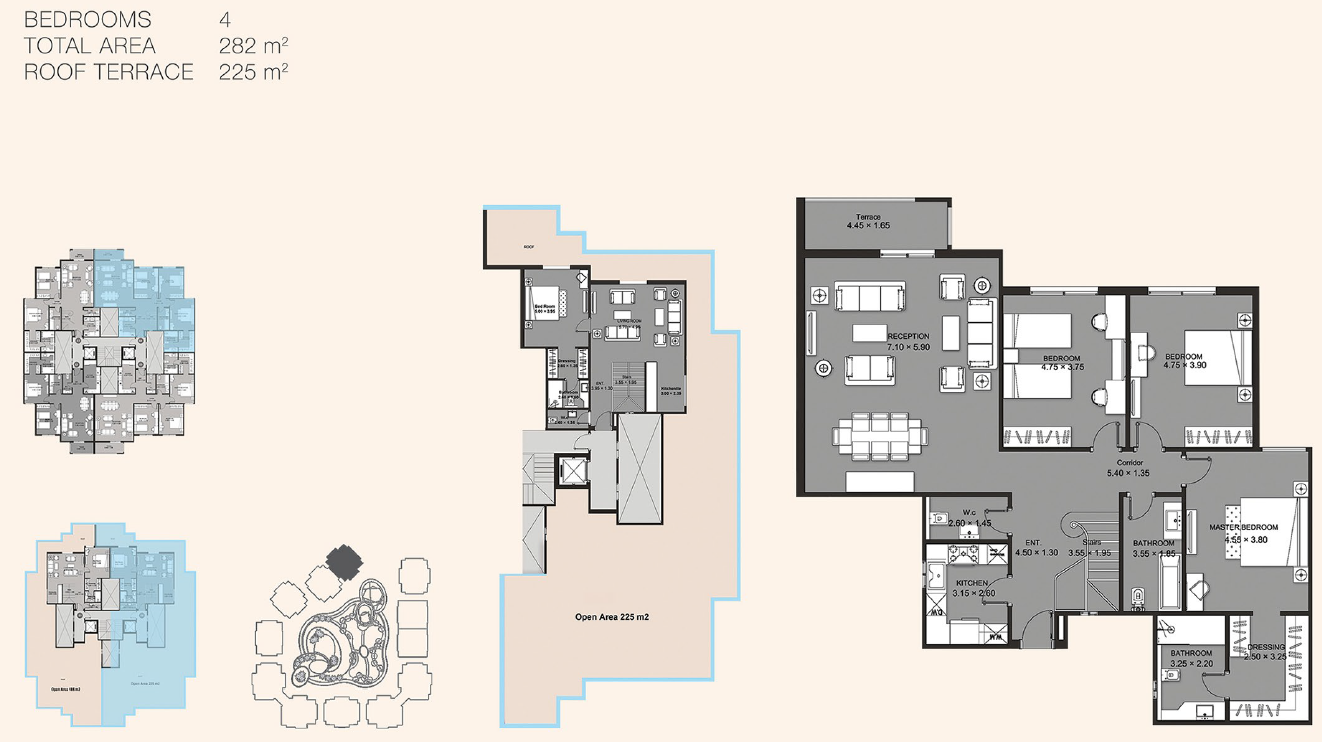 Floor plan for penthouse at Ninety Avenue