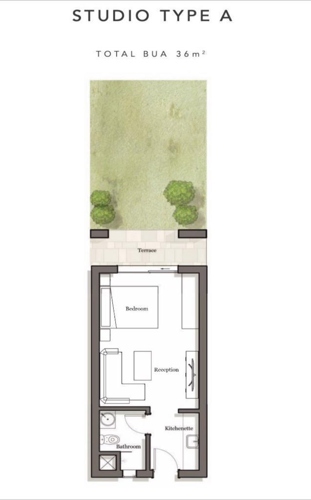 Floor plan for studio at Jefaira