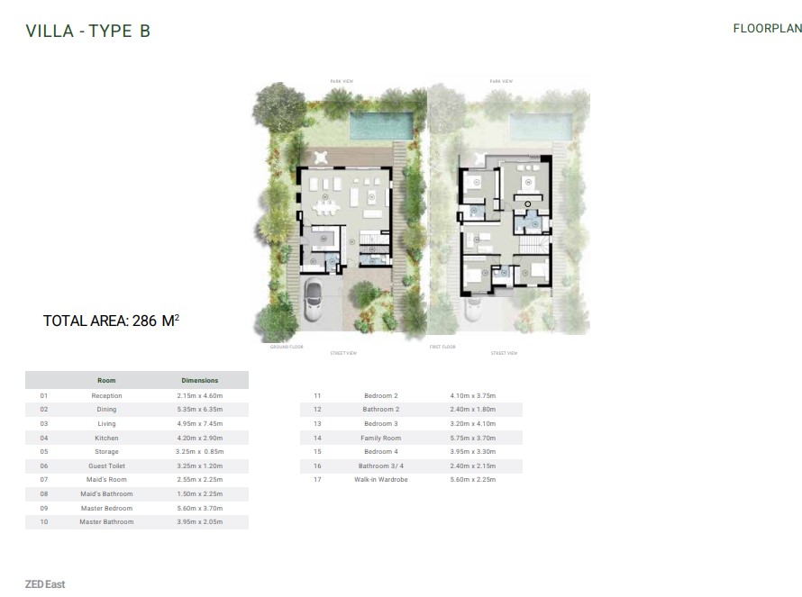 Floor plan for villa at ZED East