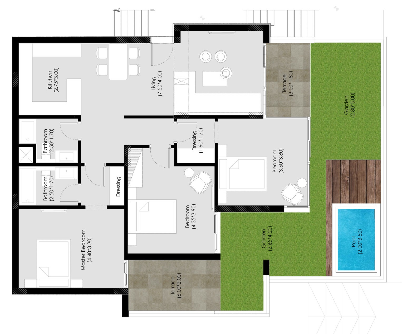 Floor plan for chalet at Ein Hills