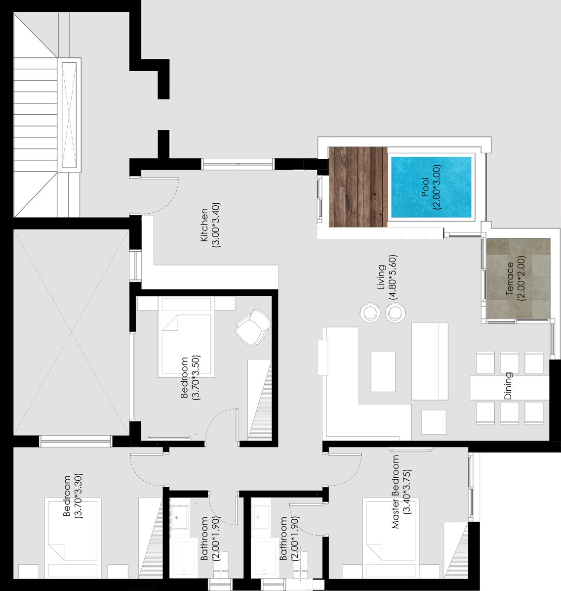 Floor plan for chalet at Ein Hills