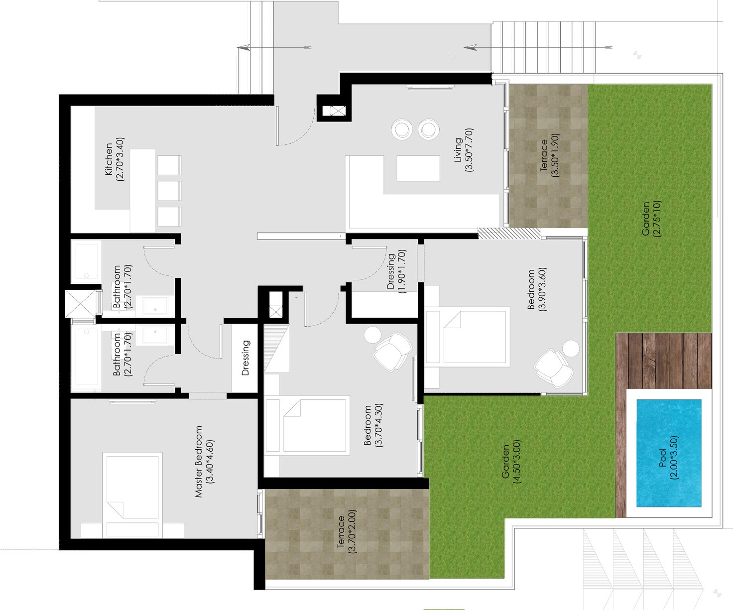 Floor plan for chalet at Ein Hills