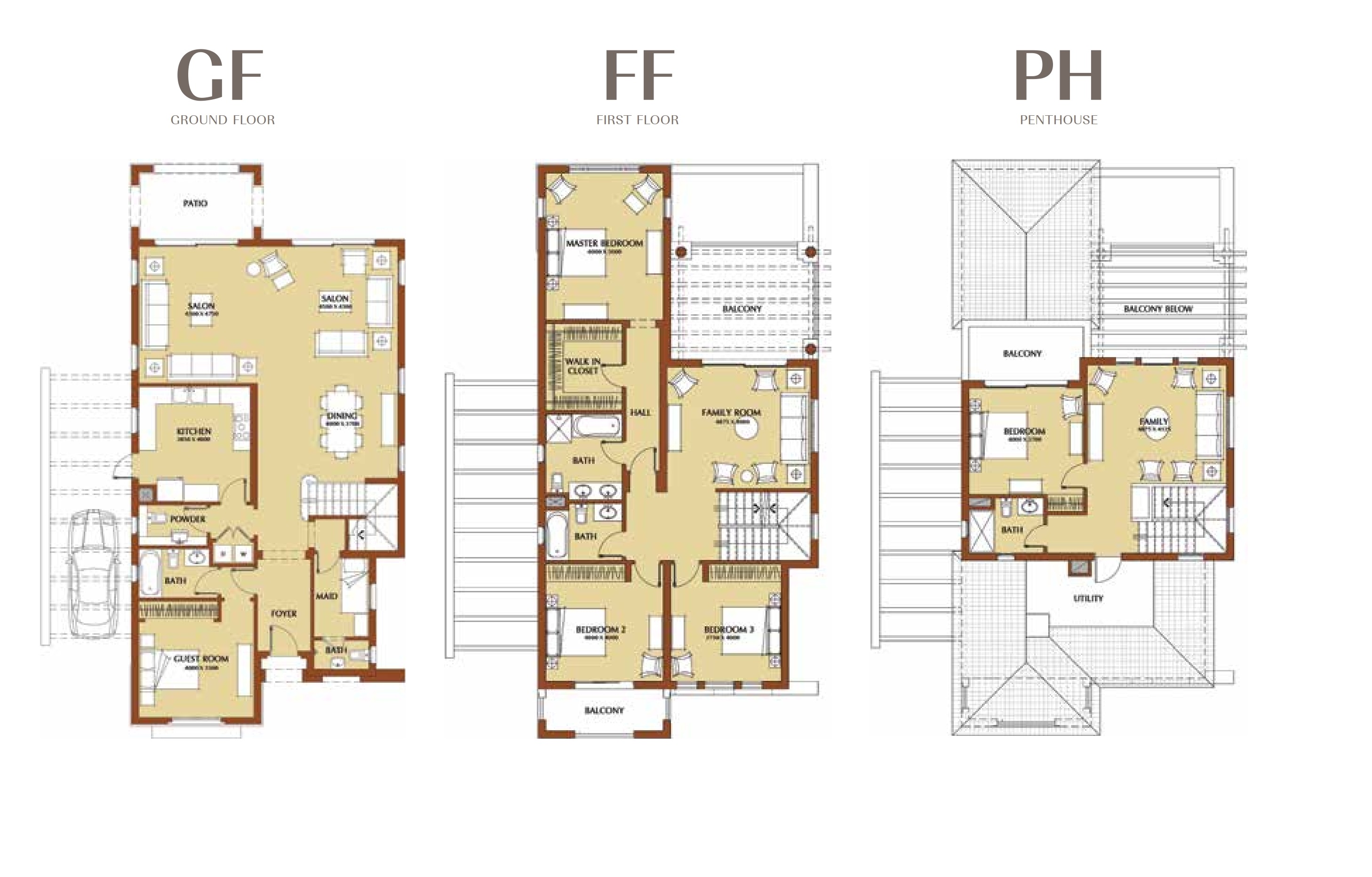 Floor plan for villa at Uptown Cairo