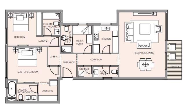 Floor plan for apartment at Park View - Haptown