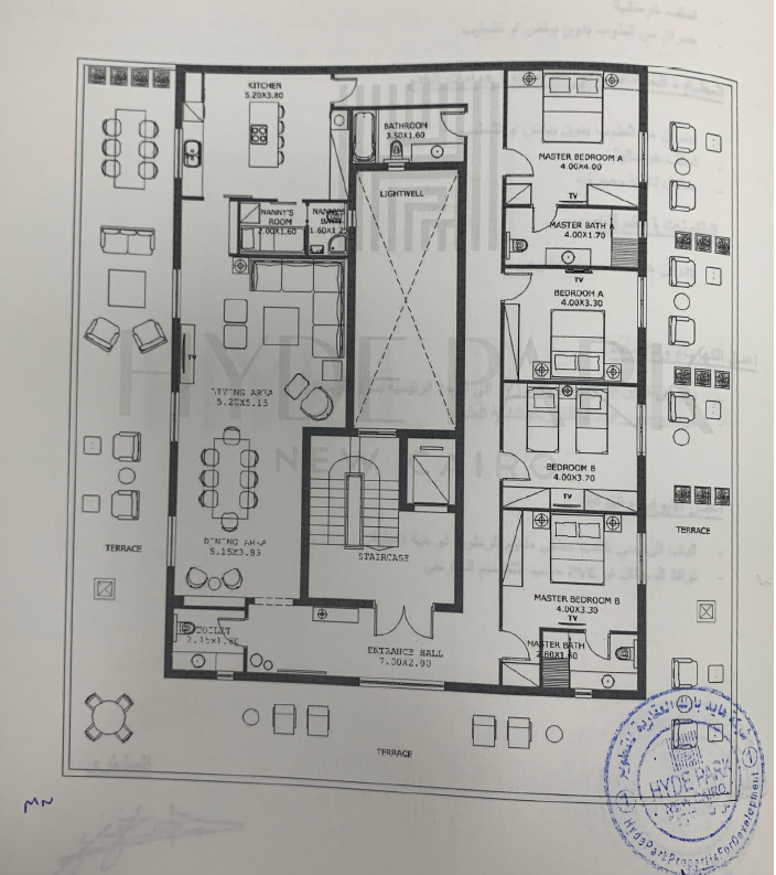 Floor plan for penthouse at Hyde Park