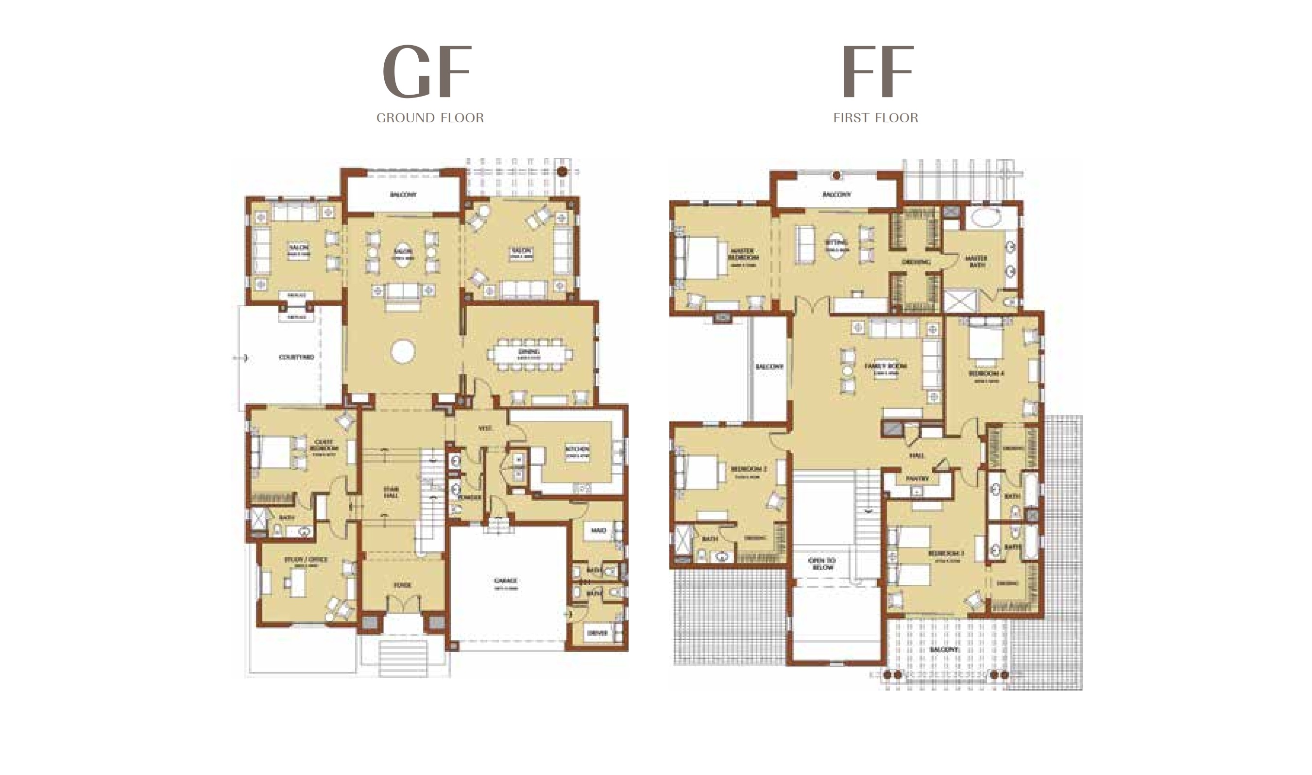 Floor plan for villa at Uptown Cairo