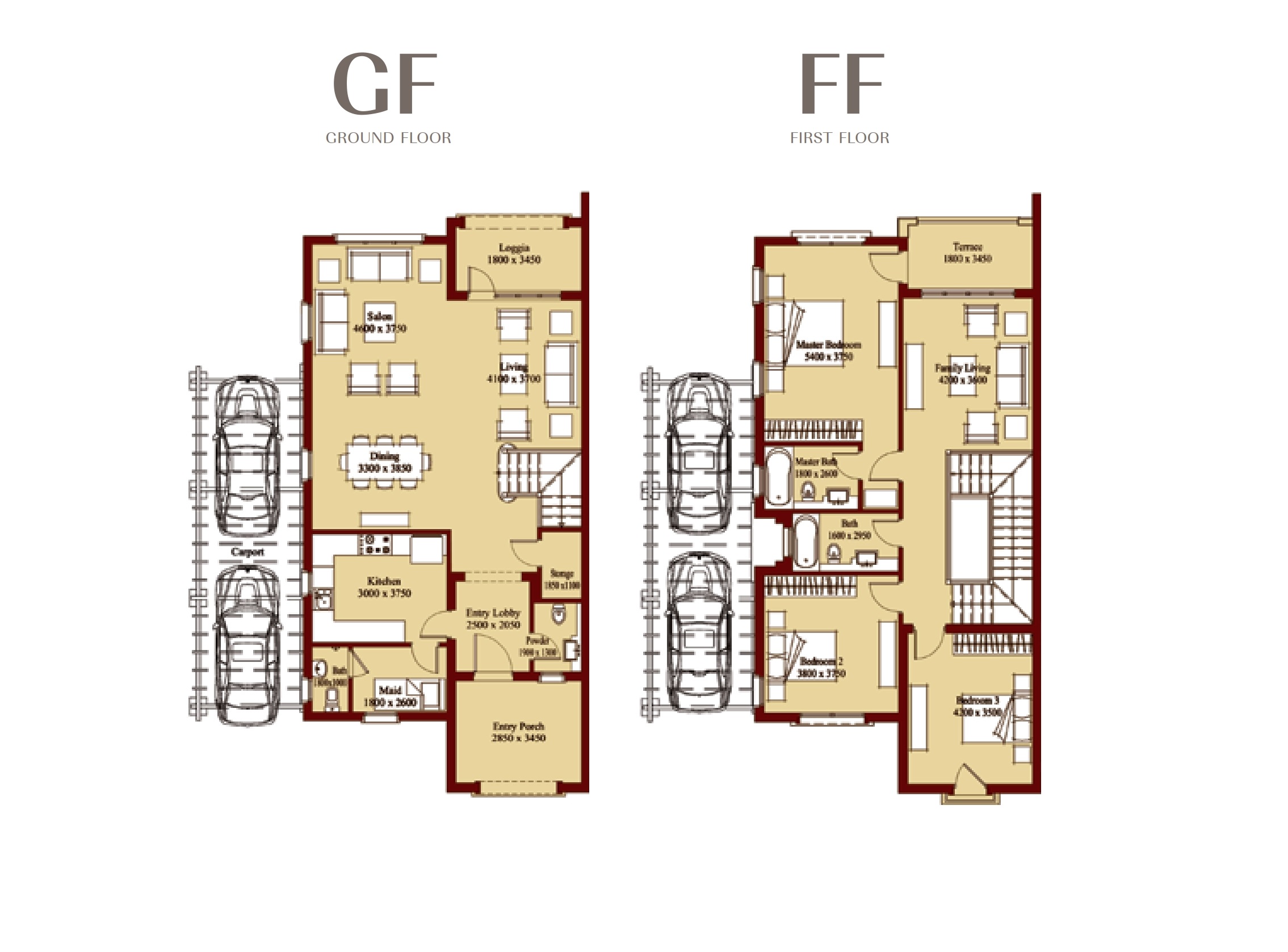 Floor plan for villa at Uptown Cairo