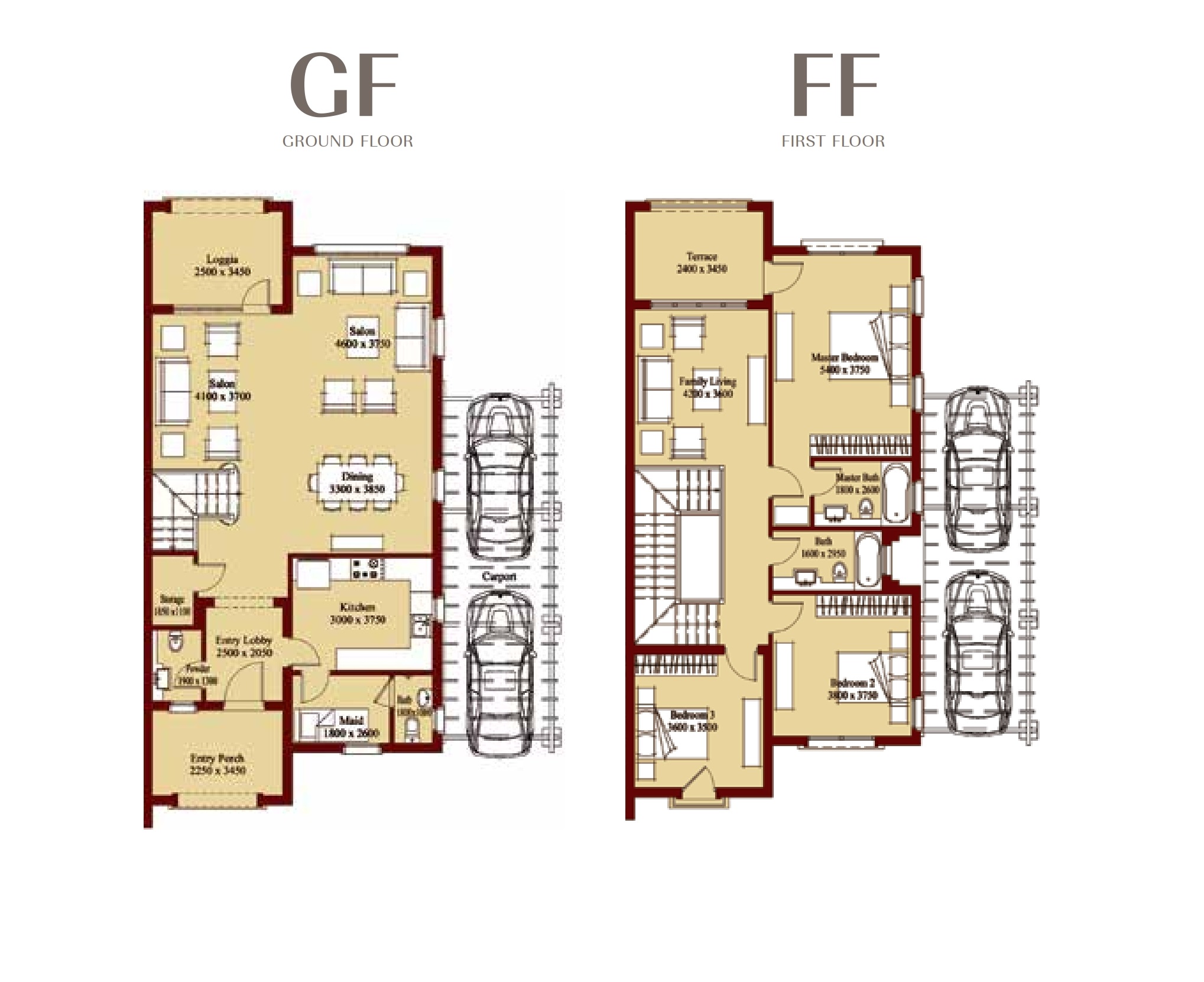 Floor plan for villa at Uptown Cairo