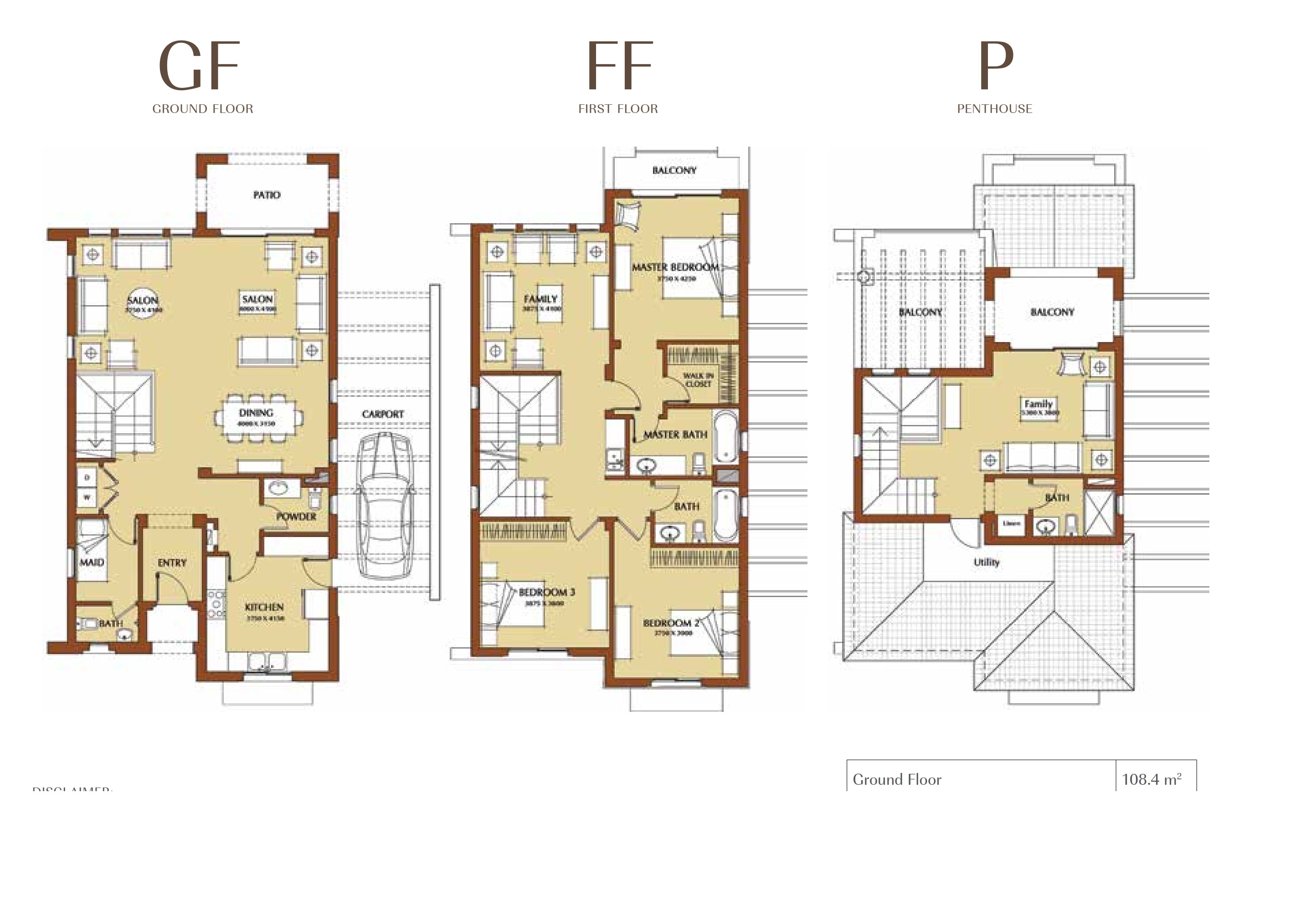 Floor plan for villa at Uptown Cairo