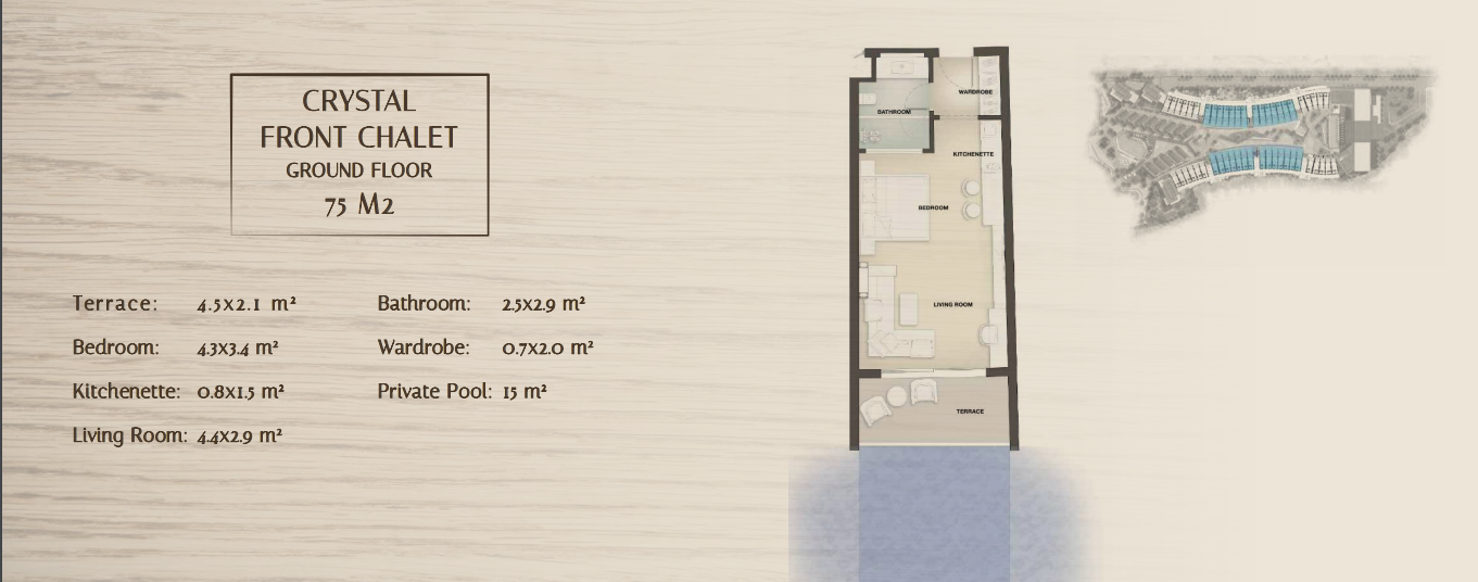 Floor plan for studio at Bayside