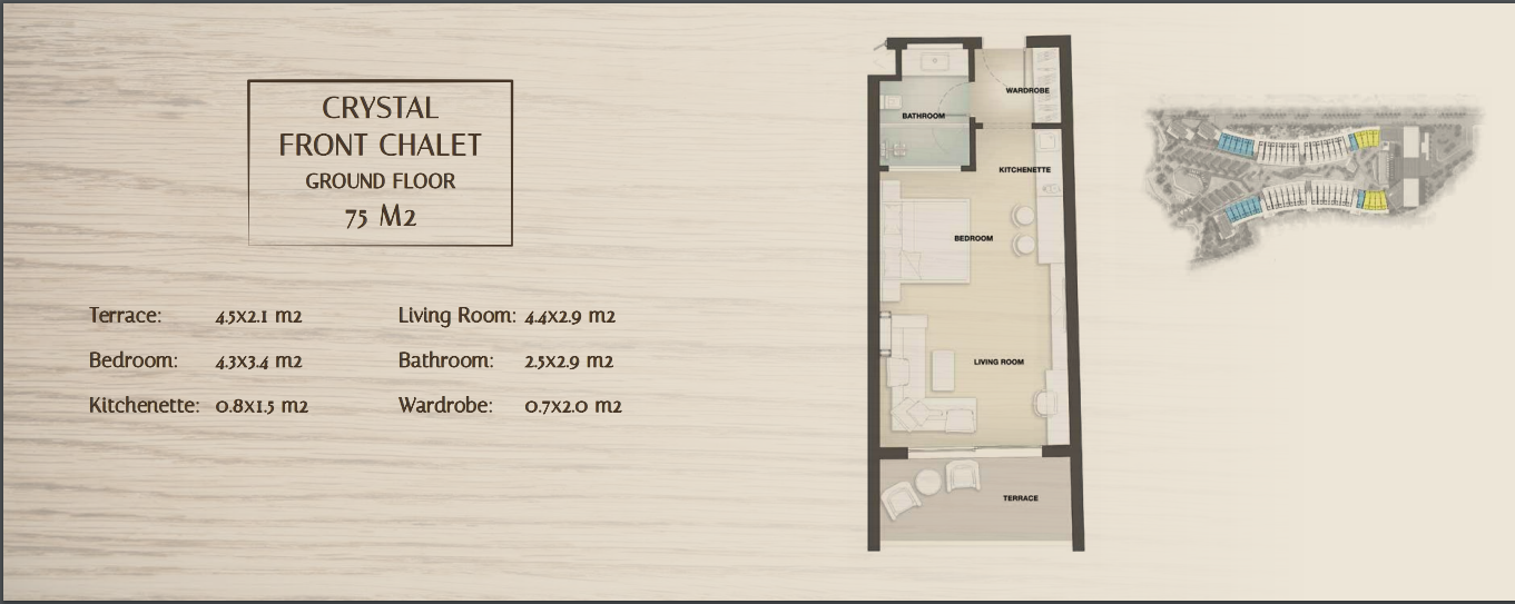 Floor plan for studio at Bayside