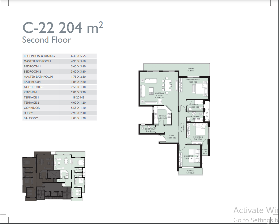 Floor plan for apartment at Bleu Vert