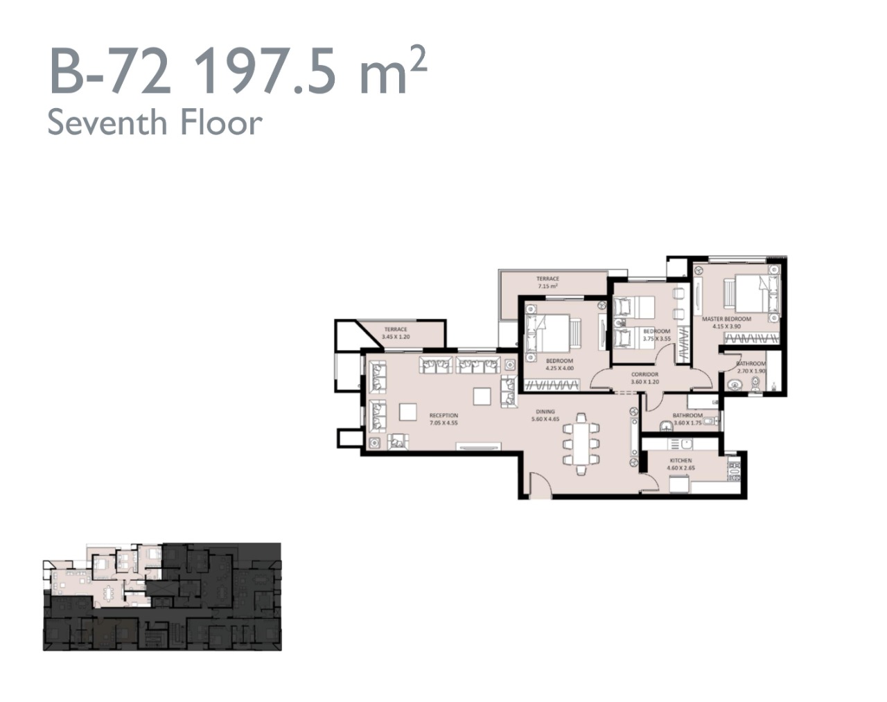 Floor plan for apartment at Bleu Vert